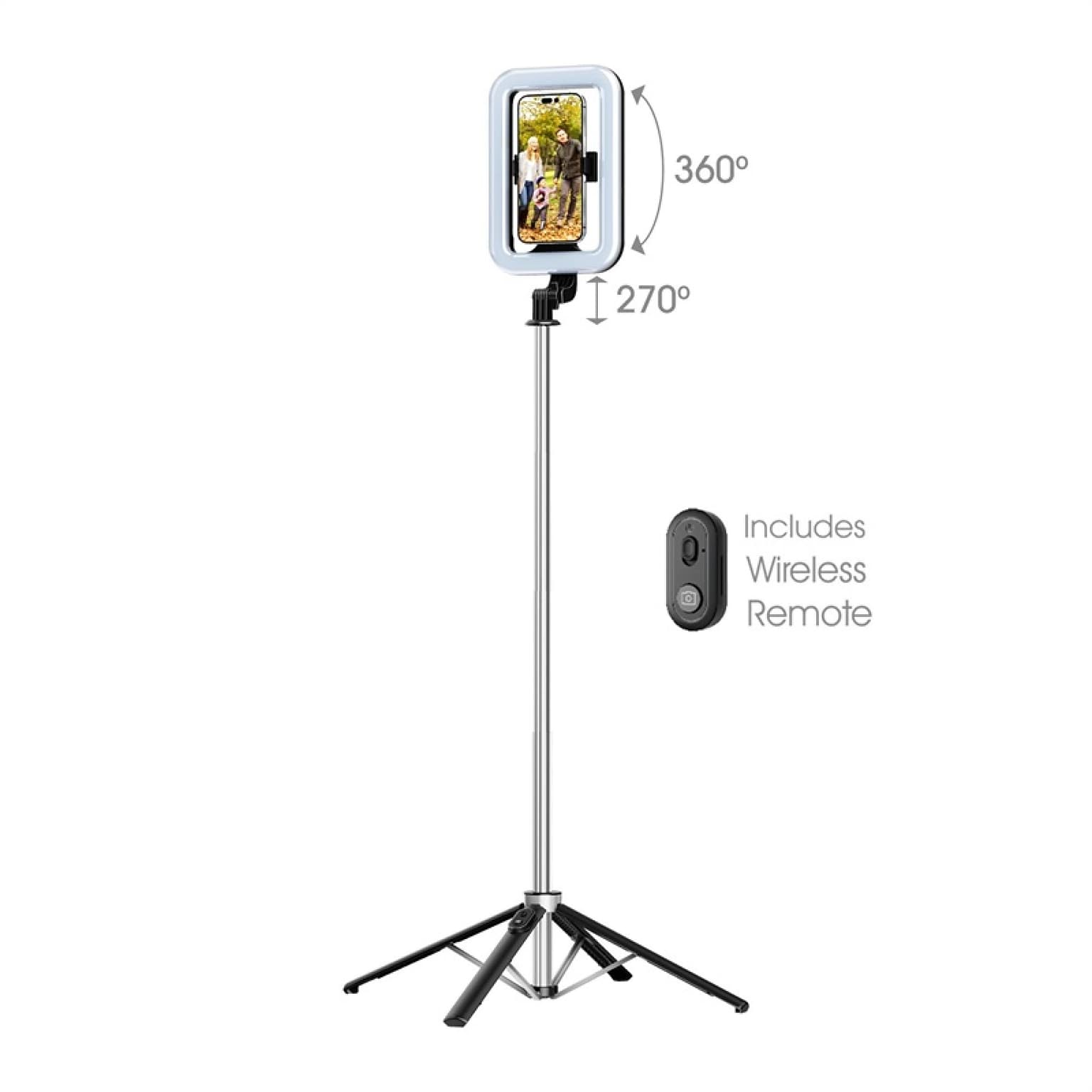 MyBat Pro Spotlight Tripod Stand with LED Ring Light Adjustable Stainless Steel & Ultimate Portability Silver
