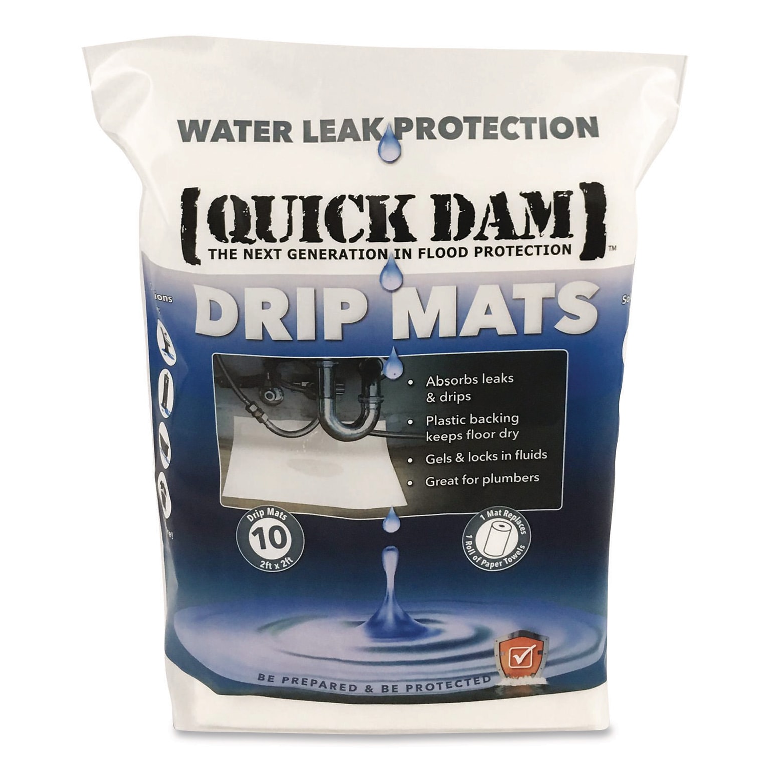 Quick Dam Water Drip Mats, 2, Up to 0.16 Gallons, 10/Pack (WUBM-10)