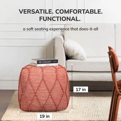 Anji Mountain Atlas Terracotta Fabric Rectangular Pouf Ottoman (AMBPF097-1917)