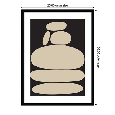 Amanti Art Zen River Rocks Black And Tan by The Creative Bunch Studio Wood Framed Wall Art Print, 25" x 33" (A42675532112)