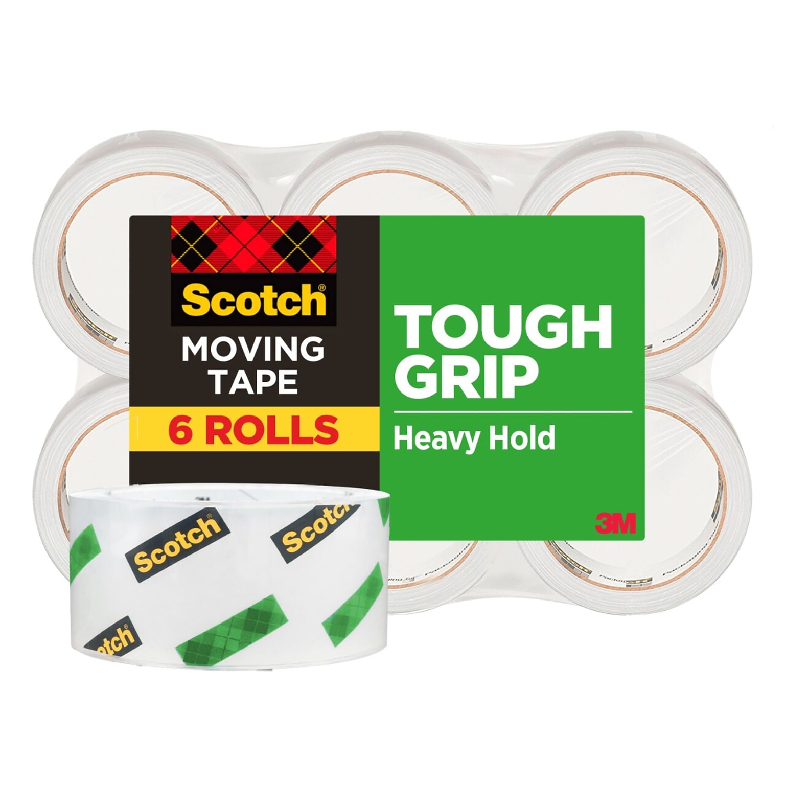 Scotch Tough Grip Packing Tape, 1.88 x 43.7 yds., Clear, 6/Pack (3500-40-6)