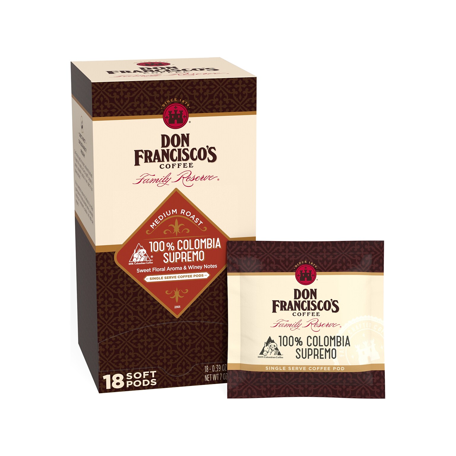 Gavina Don Franciscos Colombia Supremo Coffee Pods, Medium Roast, 18/Box (4506)