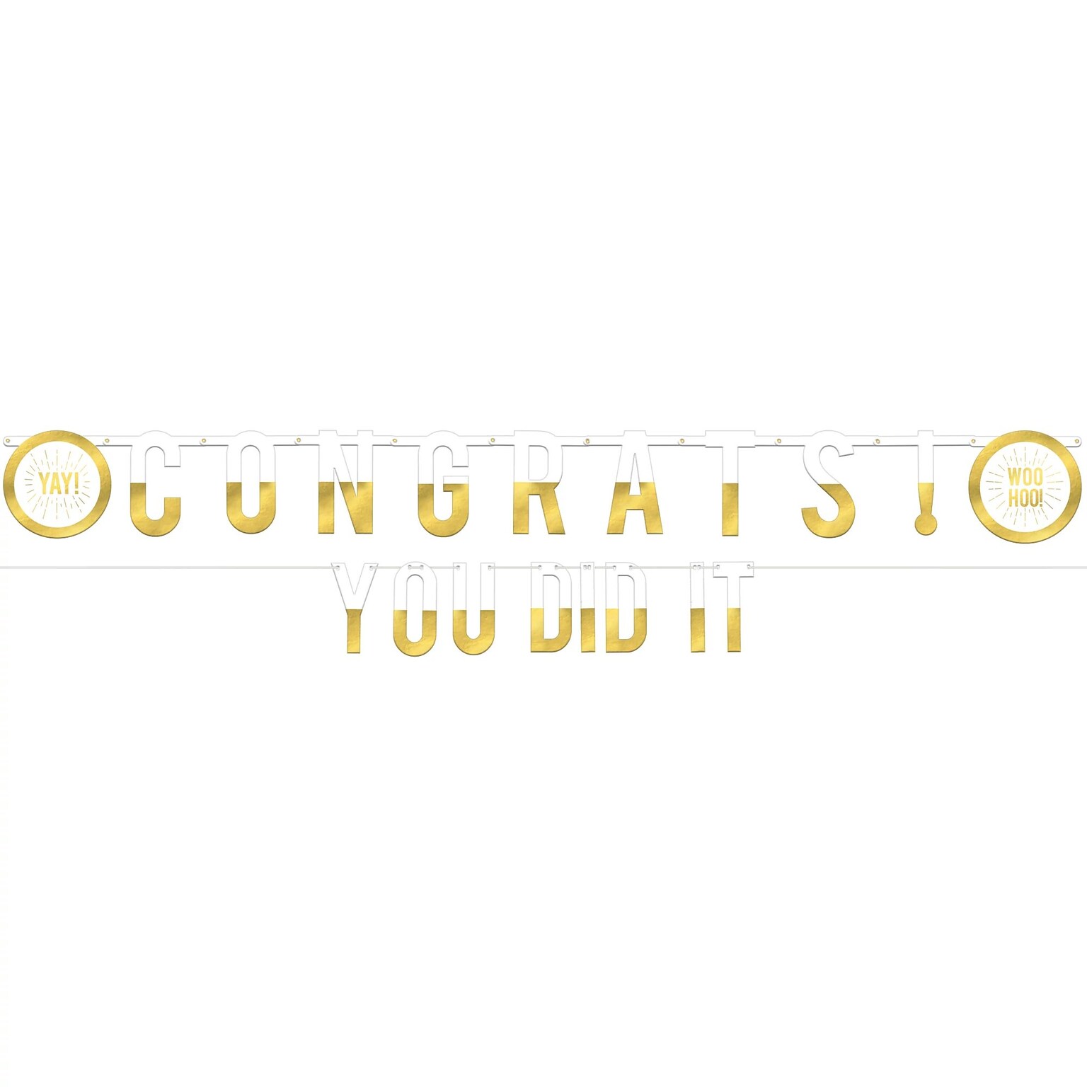 Party City Congrats Double Banner, Gold/White, 2/Pack (AM120993)