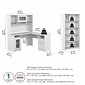 Bush Furniture Cabot 60"W L Shaped Computer Desk with Hutch and 5 Shelf Bookcase, White (CAB011WHN)