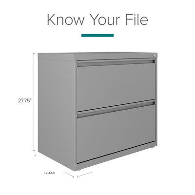 Hirsh 30" 2-Drawer Lateral 101 File Cabinet, Arctic Silver (24083)