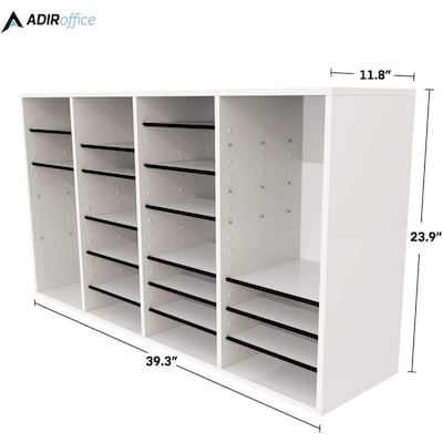 AdirOffice 500 Series 36-Compartment Literature Organizers, 39.3" x 11.8", White (500-36-WHI-2PK)