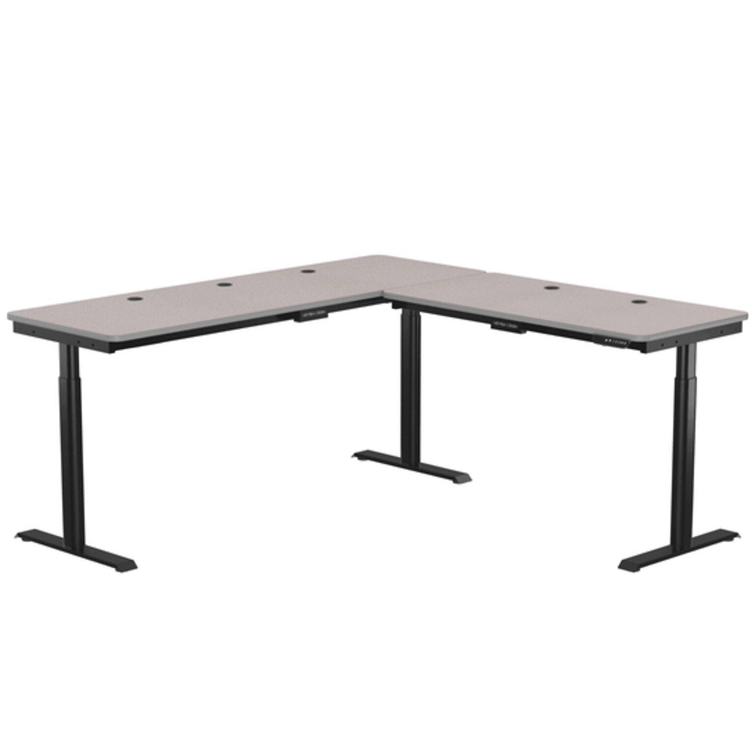 VersaDesk PowerLift 72W Electric L-Shaped Adjustable Standing Desk, Gray/Black (PLLSD7272-BG-APP)