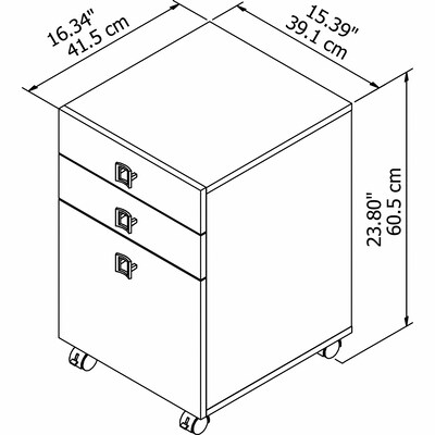 Bush Business Furniture Echo 3 Drawer Mobile File Cabinet, Pure White (KI60101-03)