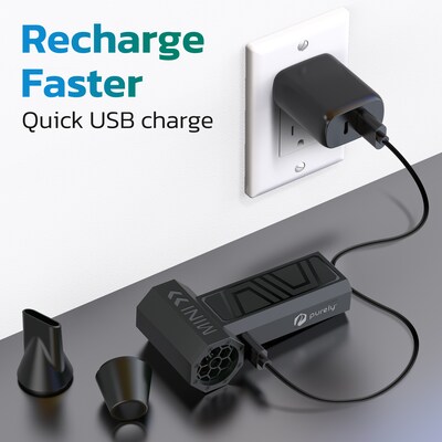 Purely D40 Portable Wireless Air Duster - 105,000 RPM High-Speed Handheld Dust Blower with 5 Nozzles, Black (PKBAD40)