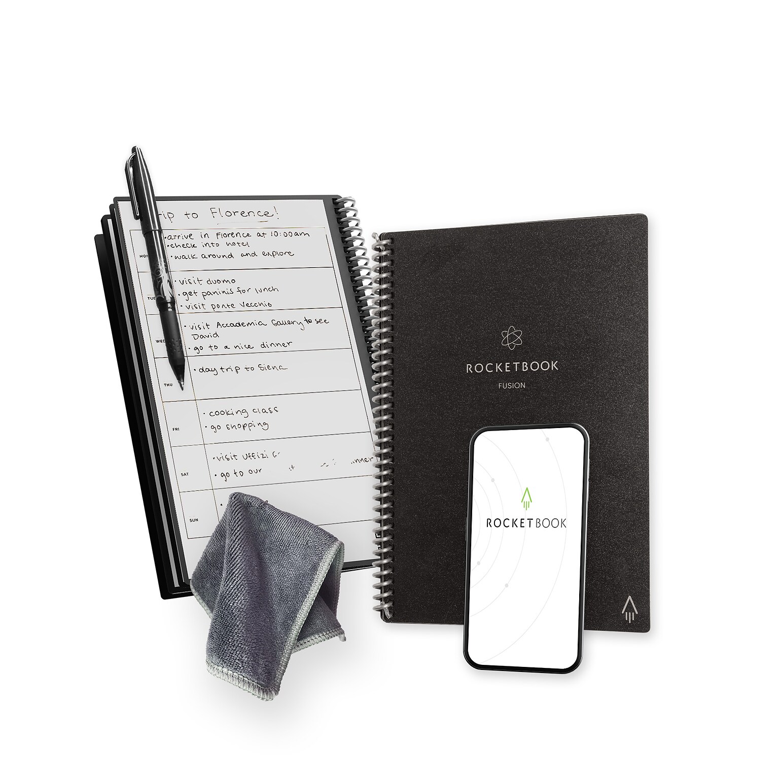 Rocketbook Fusion Reusable Notebook Planner Combo, 6 x 8.8, 42 Sheets, Black (EVRF-E-RC-A-FR)