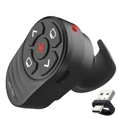 Delton P48 2.4GHz Wireless Finger-Worn Presentation Remote with Laser Pointer, Black (DLP48)