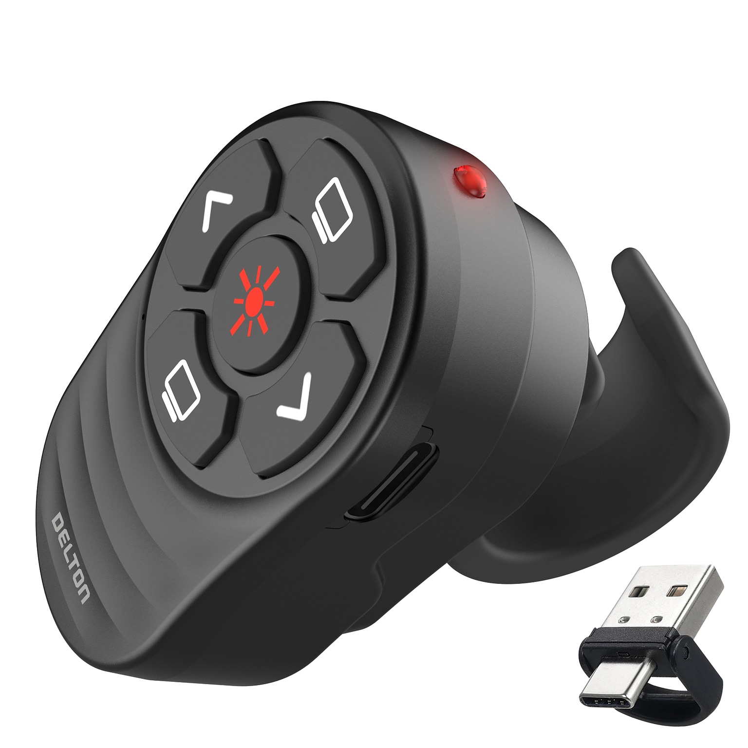 Delton P48 2.4GHz Wireless Finger-Worn Presentation Remote with Laser Pointer, Black (DLP48)