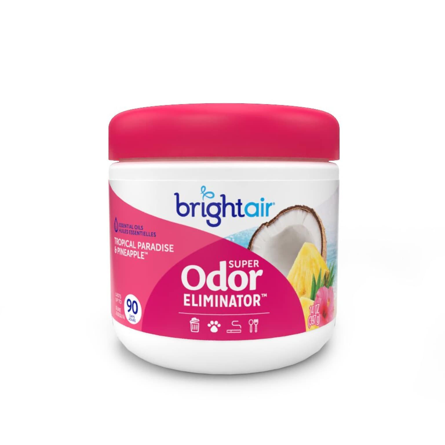 Bright Air Super Odor Eliminator Air Freshener Gel, Tropical Paradise & Pineapple Scent, 14 Oz. (901076)