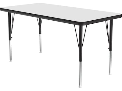 Correll Rectangular Activity Table, 36 x 24, Height-Adjustable, Frosty White/Black (A2436DE-REC-80