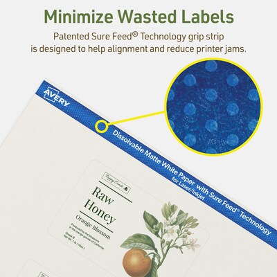 Avery Dissolvable Rectangle Multipurpose Labels, 2.5" x 4", Off-white, 15/Pack (94245)