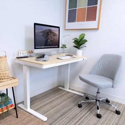 Mount-It! 47"W Electric Adjustable Standing Desk with Drawer, Brown (MI-15004)