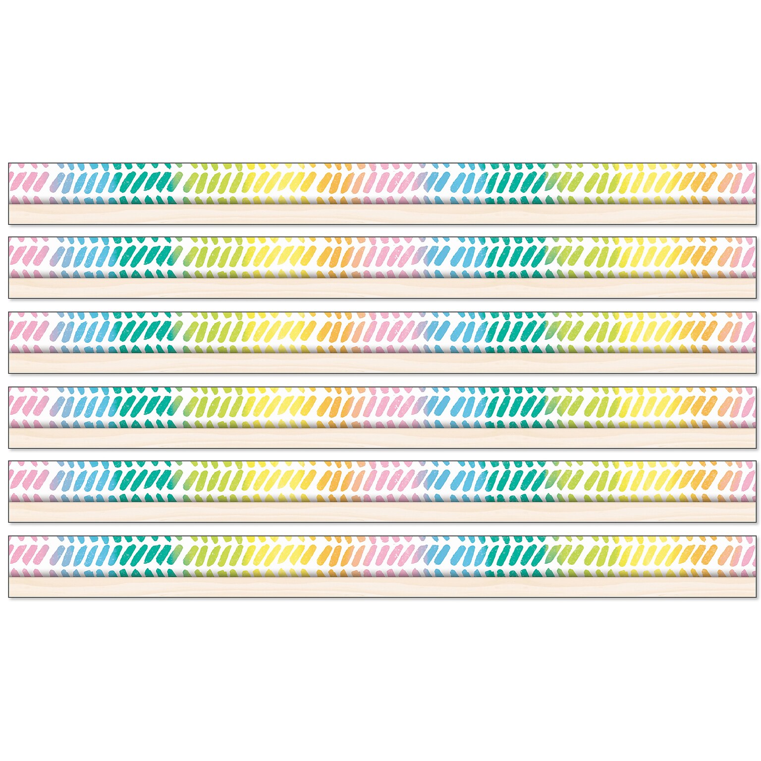 Happily Ever Elementary Creatively Inspired  Straight Borders, 3 x 3, Watercolor Chevron, 6/Bundle (CD-108504-6)