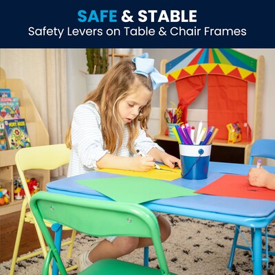 Flash Furniture Mindy Square Kids 5 Piece Folding Table and Chair Set, 24" x 24", Multicolored (JB9KID)