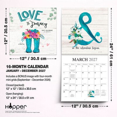 2027 BrownTrout Love the Journey 12" x 12" Monthly Wall Calendar (9781773728889)