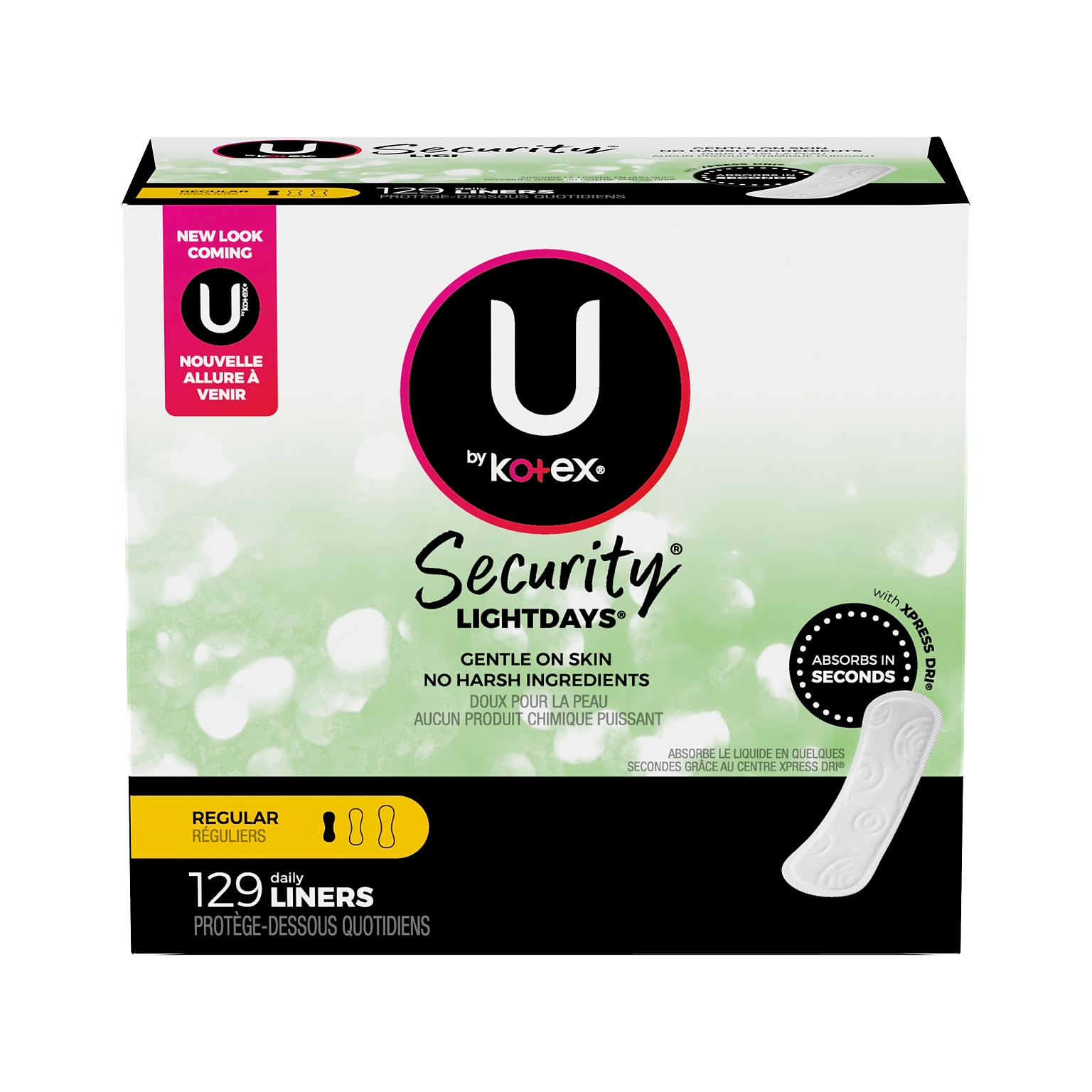 U by Kotex Security Lightdays Liner, Unscented, 129/Pack (49060)