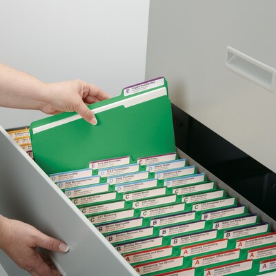 Smead Recycled File Folder, 1/3-Cut Tab, Letter Size, Green, 100/Box (12143)