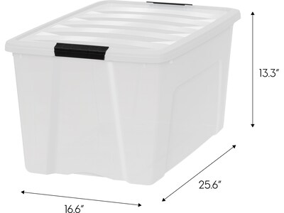 Iris Stack & Pull 72 Qt. Latch Lid Storage Bin, Translucent White/Black, 3/Pack (580106)