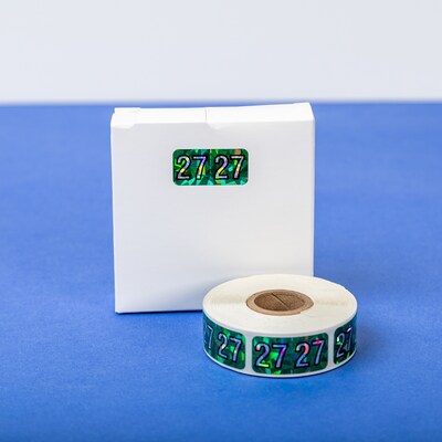 Medical Arts Press Holographic 2027 Year Labels, 3/4" x 1-1/2", Green, 500/Roll