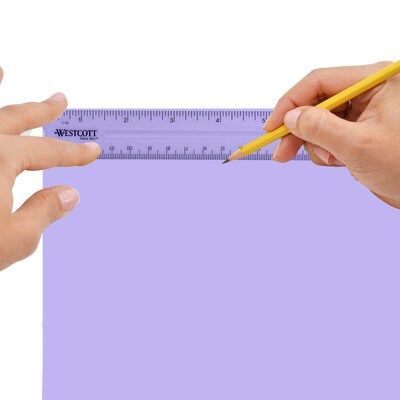 Westcott Shatterproof 6" Plastic Standard Ruler, Clear (45016))