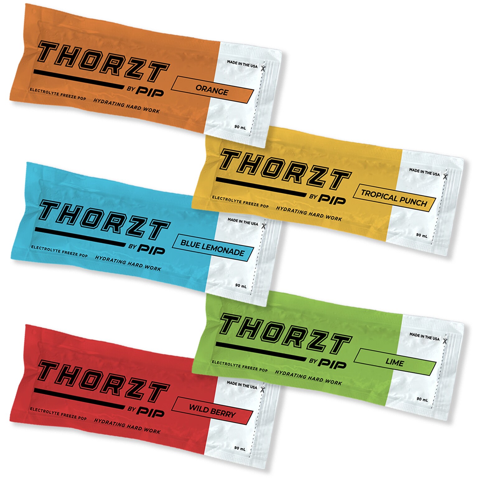 THORZT Assorted Electrolyte Freeze Pops, 3 fl. oz., 10 Tubes/Bag, 15 Bags/Carton (ICEMIX)