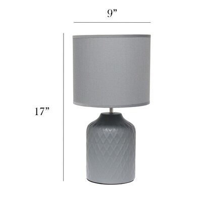 Simple Designs Touch of Chevron 17.25" LED Table Lamp, Gray (LT2122-GRY)