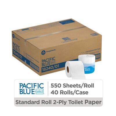 Pacific Blue Select Embossed Toilet Paper by GP PRO, 2-Ply White, 550 Sheets/Roll, 40 Rolls/Case (18240/01)