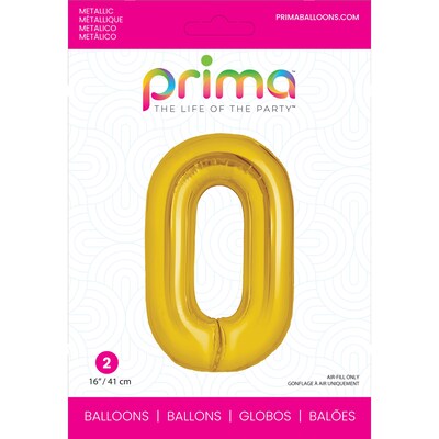 Party City (Air-Filled) 16 #0 Foil Balloon, Gold, 2/Pack (AM60050194-19)