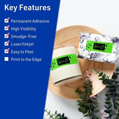 Avery Rectangle Multipurpose Labels, 2/3 x 3-7/16, Neon Green, 300/Pack (94210)