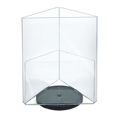 Azar Letter 8.5 x 11 3-Sided Rotating Menu Sign Holder, Desktop/Countertop, Top Loading, Clear, Acrylic (193732-BLK)