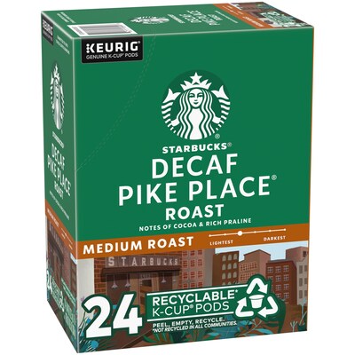 Starbucks Pike Place Decaf Coffee Keurig® K-Cup® Pods, Medium Roast, 24/Box (SBK18999)