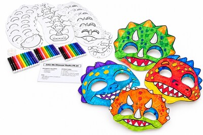 S&S Color Me Dinosaur Masks Craft Kit, 24/Pack (GP1822)