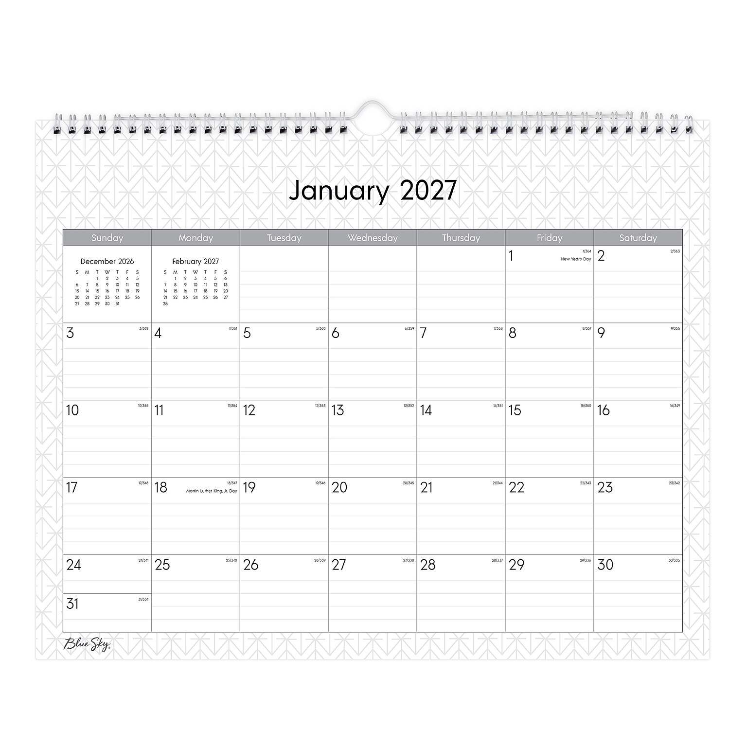2027 Blue Sky Enterprise 15 x 12 Monthly Wall Calendar, Black/White (111292-27)