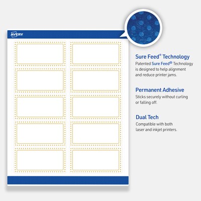 Avery Laser/Inkjet Rectangle Multipurpose Labels, 2" x 4", White, 100/Pack (S00DJ5)