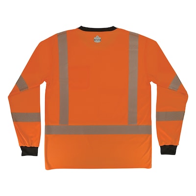 Ergodyne GloWear 8371BK High Visibility Long Sleeve Black Bottom T-Shirt, ANSI Type R Class 3, Orange, 2XL (22306)