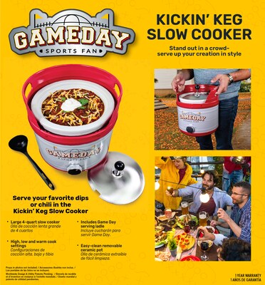 Nostalgia Game Day Kickin Keg 4-Quart Slow Cooker, Red/White (GDKK4RDSL)