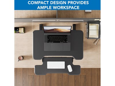 Mount-It! 30"W Manual Rectangular Adjustable Standing Desk Converter, Black (MI-15009S)