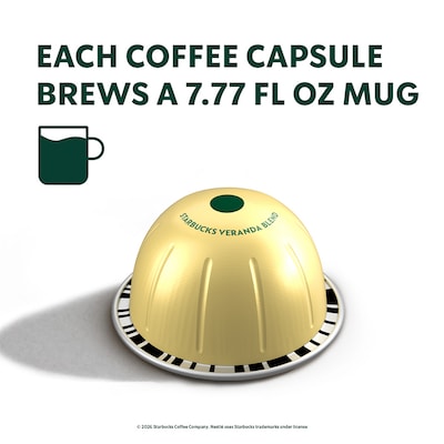 Nespresso Starbucks Veranda Blend Coffee Nespresso Vertuo Capsules, Light Roast, 30/Pack (163921)