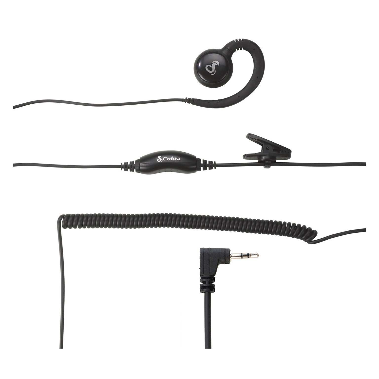 Cobra C-Style 2.5-mm Swivel Wrap Around-the-Ear Headset Select Cobra Two-Way Radios, Black (0010121-1)
