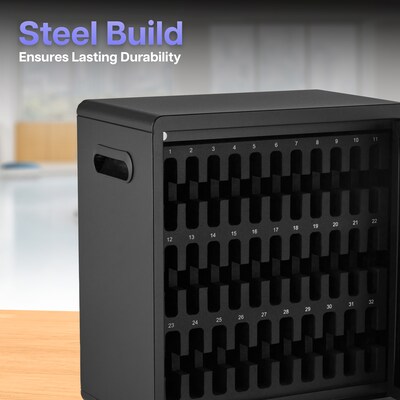 Luxor CellGuard Lockable 32-Unit Cell Phone Cabinet with Wall Mounting Kit, Black Powder Coated Steel (CHZZ002)