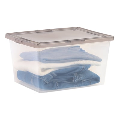 Iris 24.5 Quart Snap Top Plastic Snap Closure Storage Bin, Clear, 6/Pack (585104)