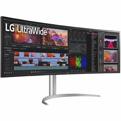 LG UltraWide 49" Curved Nano IPS Monitor, Black Glossy/Silver Texture (49BQ95C-W)