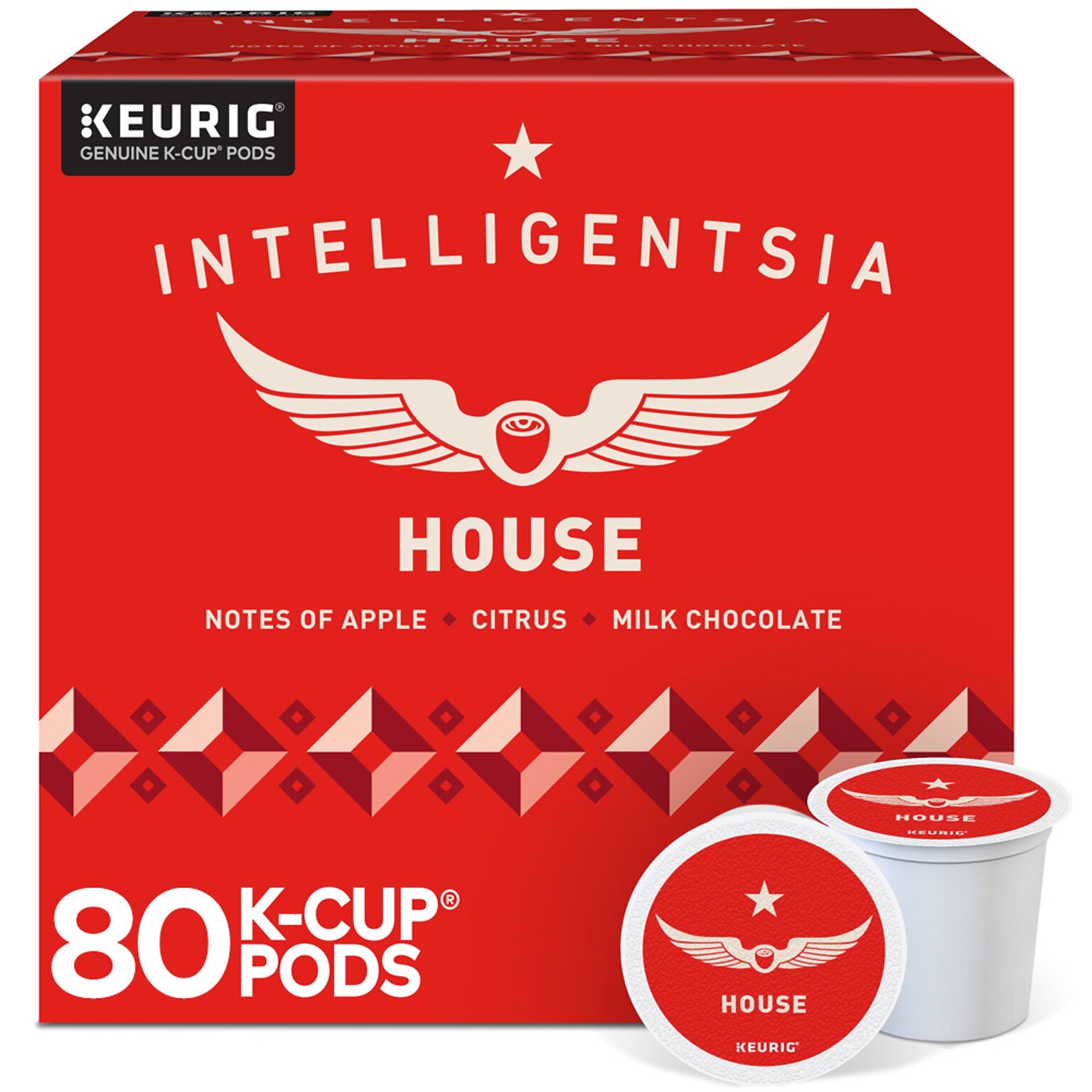 Intelligentsia House Blend Coffee, Keurig K-Cup Pod, Light Roast, 20/Box, 4 Boxes/Carton (5000371868CT)