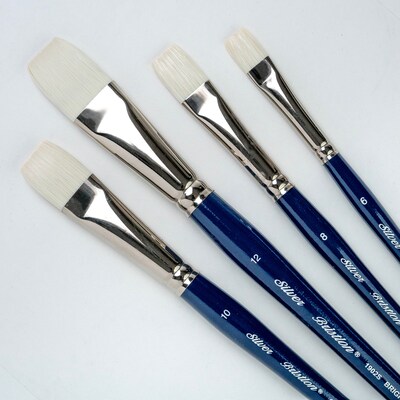 Silver Brush Bristlon Short Handle Brights Brushes, 4/Set (SLVBR1959)