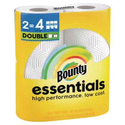 Bounty® Essentials Select-A-Size Paper Towels, 2-Ply, White, 108 Sheets/Roll, 2/Pack, 8 Packs/Carton