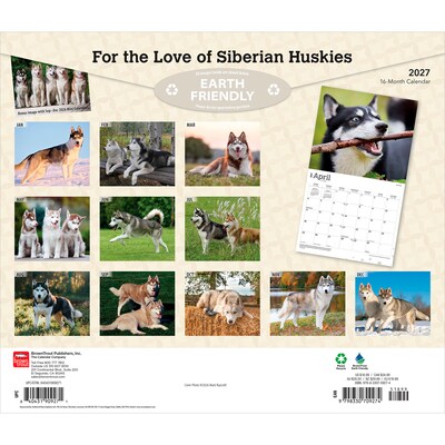 2027 BrownTrout For the Love of Siberian Huskies 14 x 12 Monthly Wall Calendar, Assorted Colors (9798330709274)